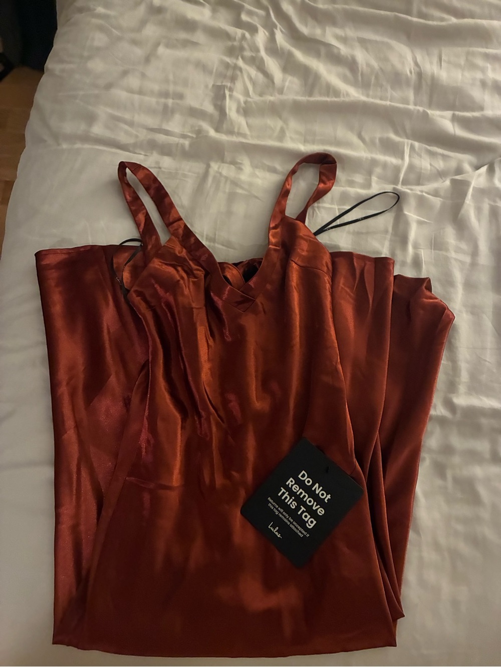 Lulus NWT Satin Rust/Copper Slip Dress